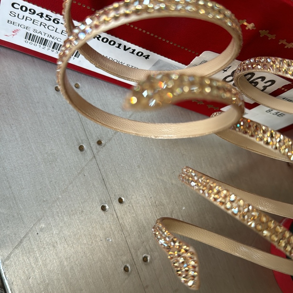 Rene Caovilla supercleo gold snake crystal sandal stiletto Sz 38.5 with box - Picture 12 of 13